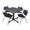 Kobe Kobe Square Table & Chair Set, Wood, Metal, Plastic Top, Grey TKB4848GY47BK - alternate 1